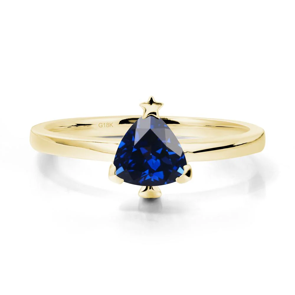 Christmas Tree Inspired Solitaire Sapphire Ring - Image 7