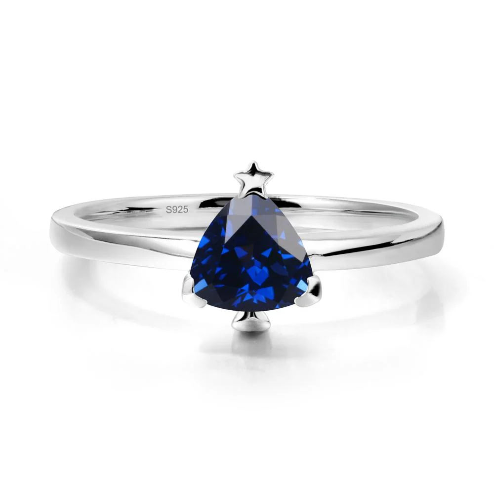 Christmas Tree Inspired Solitaire Sapphire Ring - Image 9