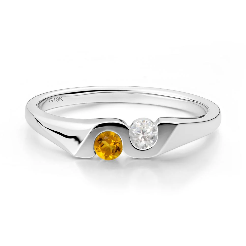 Citrine and Cubic Zirconia Two Stone Promise Ring - Image 2