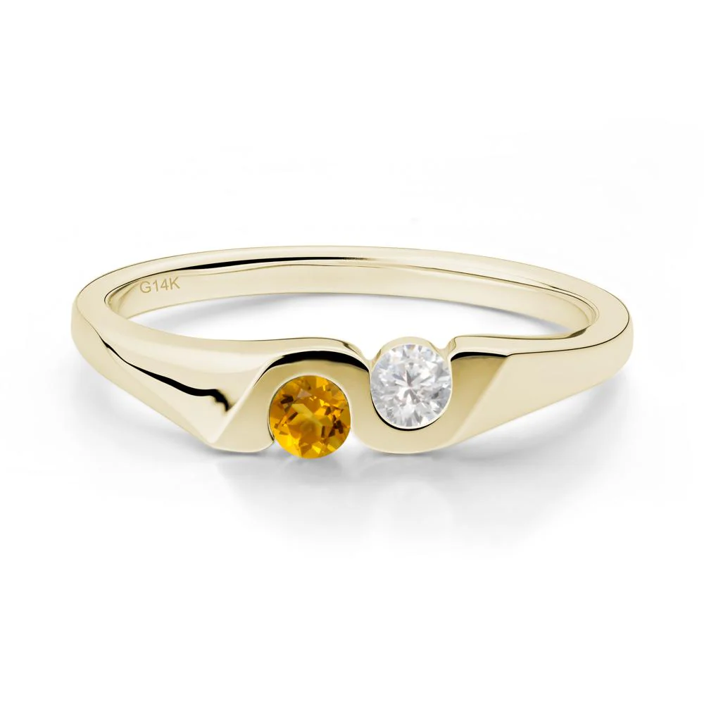 Citrine and Cubic Zirconia Two Stone Promise Ring - Image 3