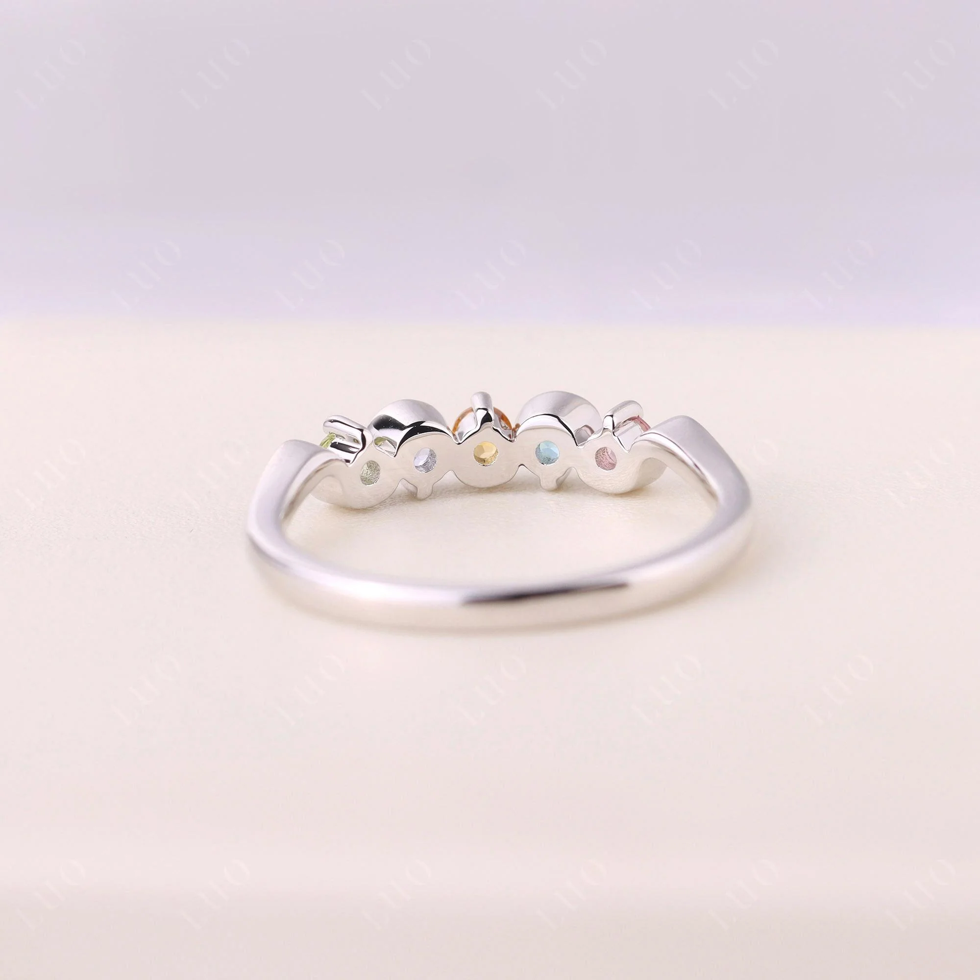 Citrine and Peridot and Swiss Blue Topaz and Tanzanite and Tourmaline Band Ring - Image 12