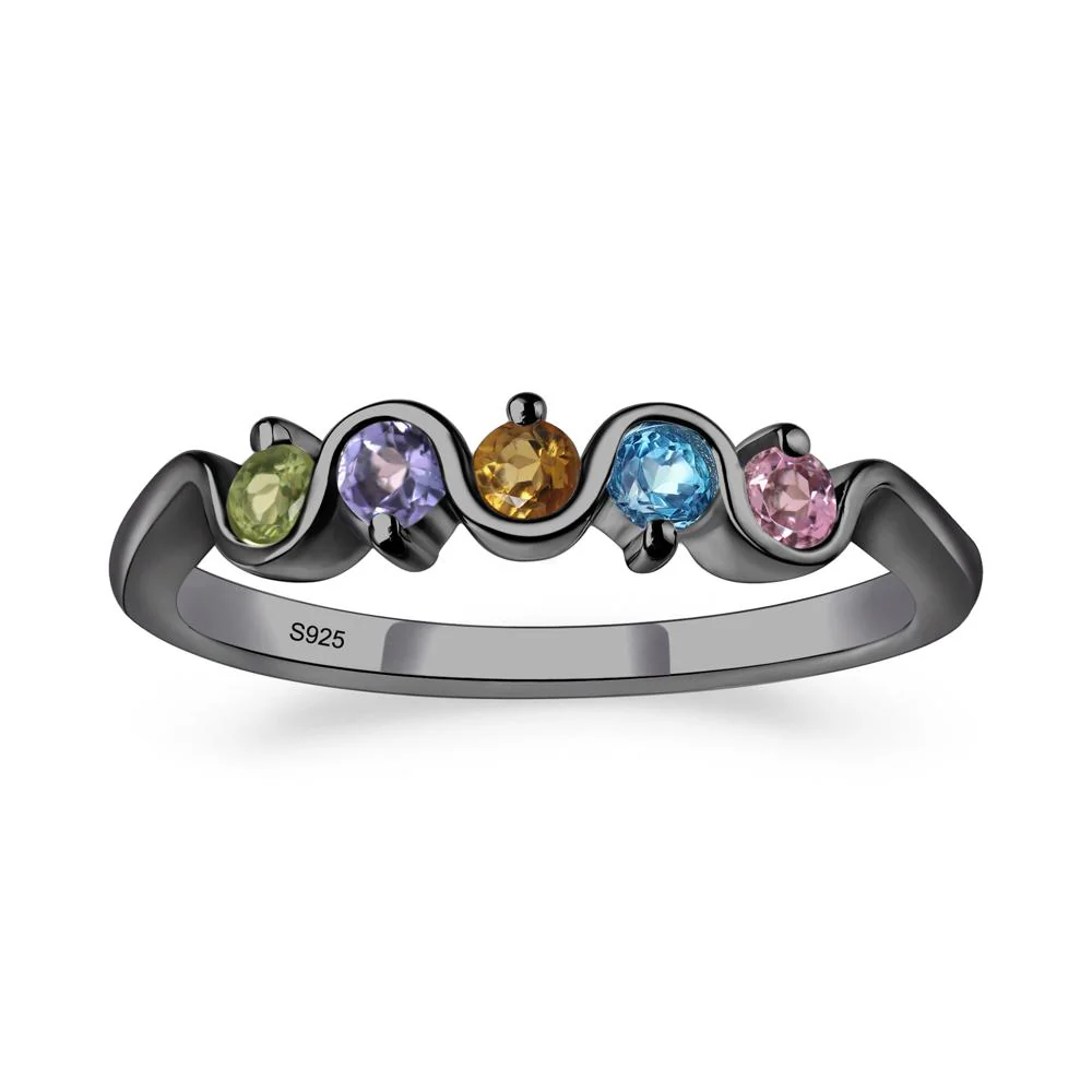 Citrine and Peridot and Swiss Blue Topaz and Tanzanite and Tourmaline Band Ring - Image 3