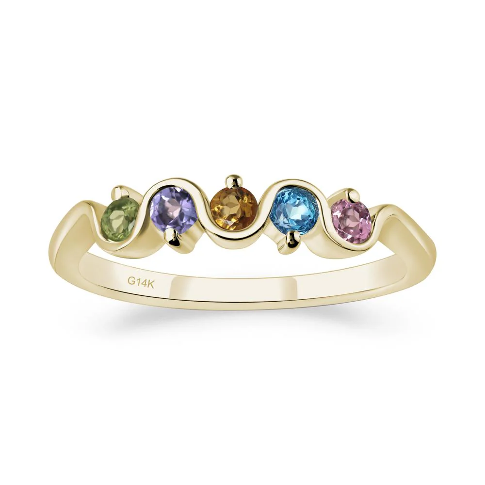 Citrine and Peridot and Swiss Blue Topaz and Tanzanite and Tourmaline Band Ring - Image 5
