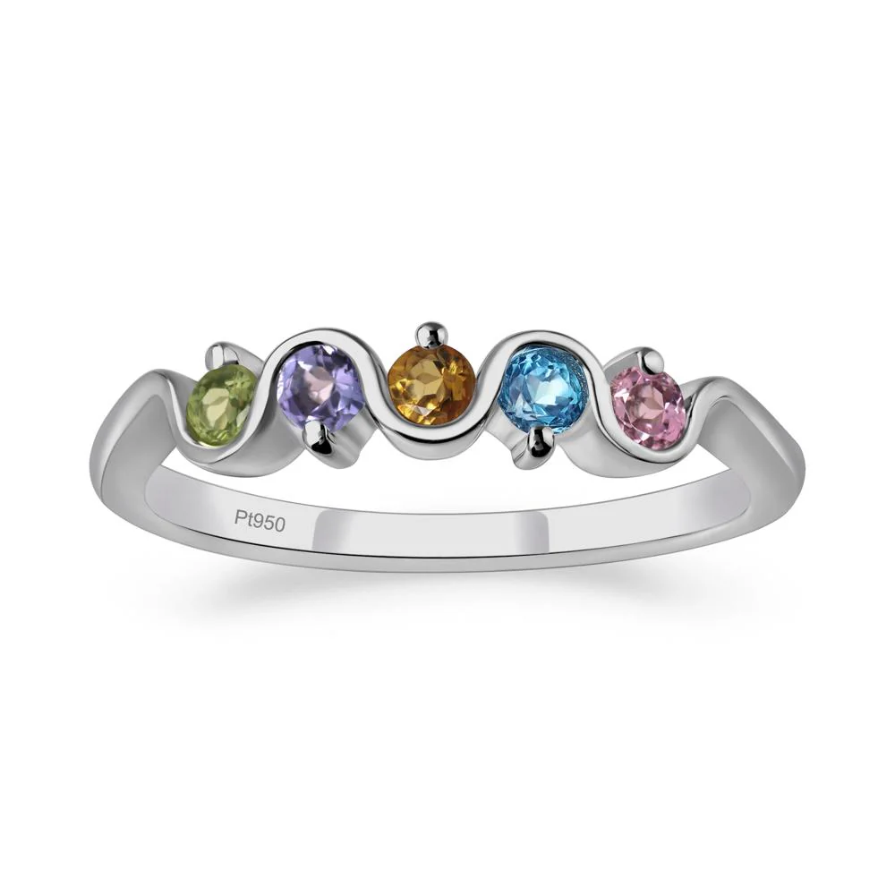 Citrine and Peridot and Swiss Blue Topaz and Tanzanite and Tourmaline Band Ring - Image 6