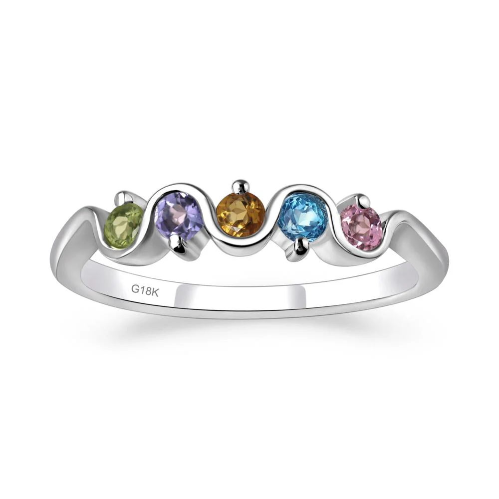 Citrine and Peridot and Swiss Blue Topaz and Tanzanite and Tourmaline Band Ring - Image 7