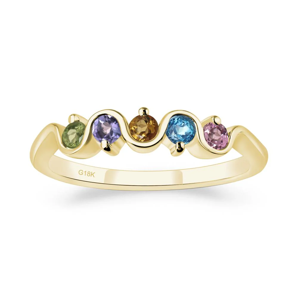 Citrine and Peridot and Swiss Blue Topaz and Tanzanite and Tourmaline Band Ring - Image 8