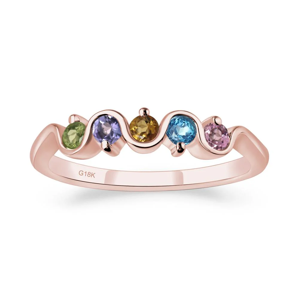 Citrine and Peridot and Swiss Blue Topaz and Tanzanite and Tourmaline Band Ring - Image 9