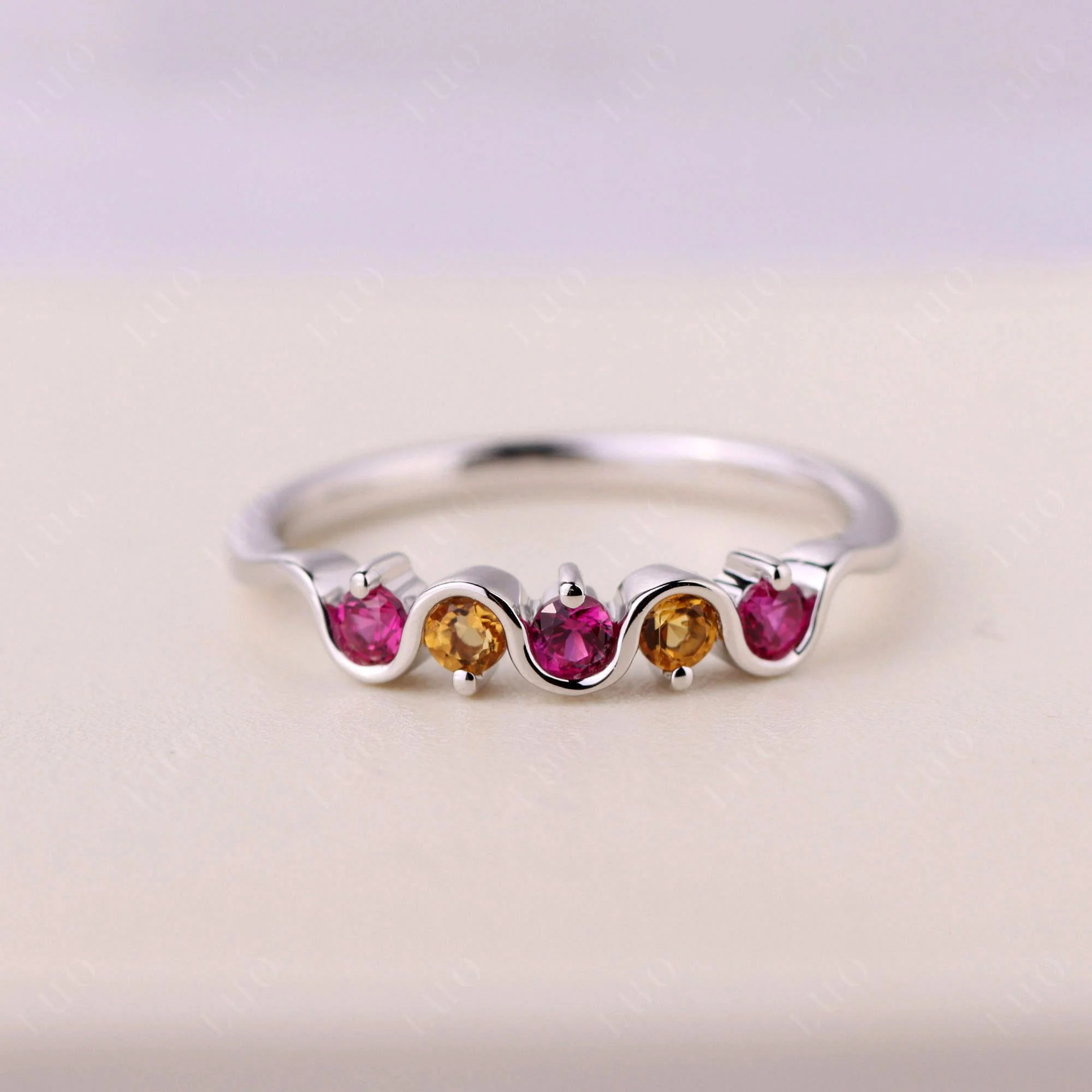 Citrine and Ruby Band Ring - Image 10