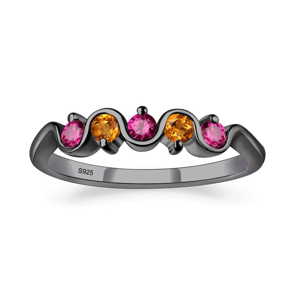 Citrine and Ruby Band Ring - Image 2
