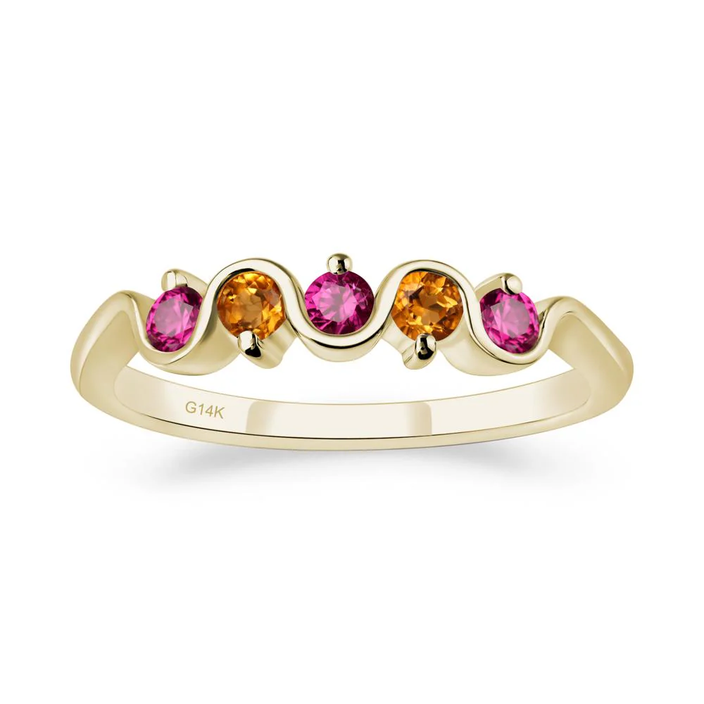 Citrine and Ruby Band Ring - Image 4
