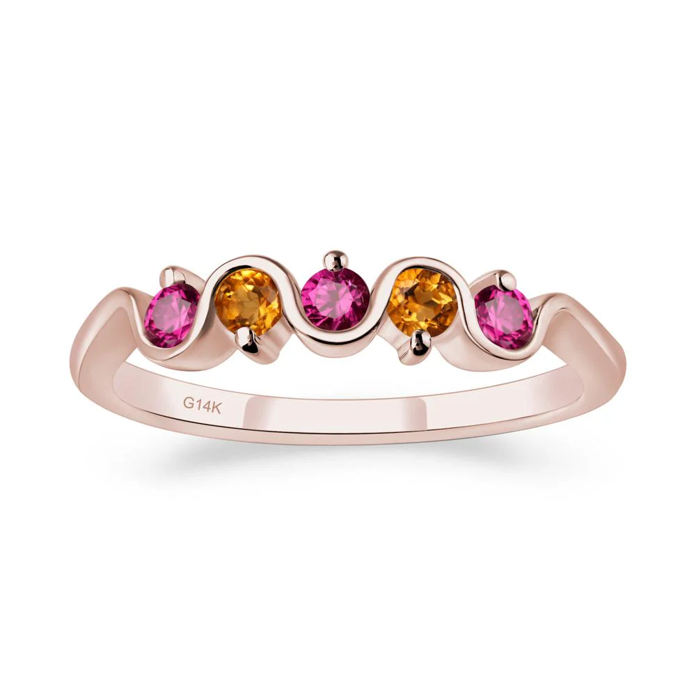 Citrine and Ruby Band Ring - Image 5