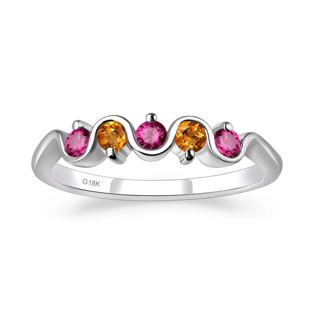 Citrine and Ruby Band Ring - Image 7