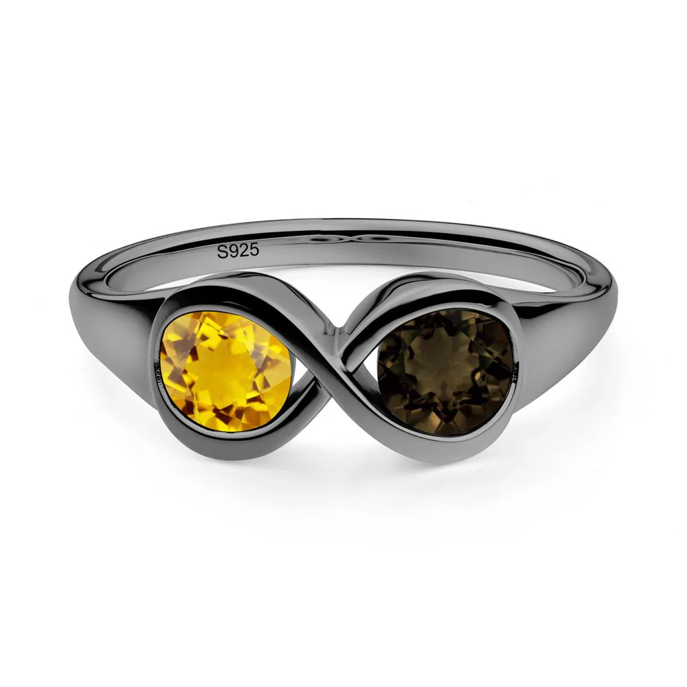 Citrine and Smoky Quartz Toi Et Moi Infinity Ring - Image 8