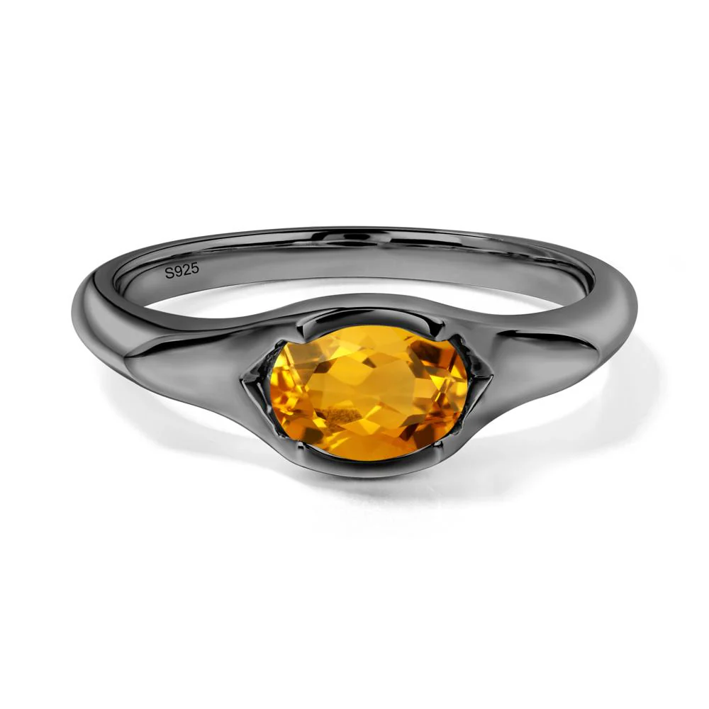 Citrine Bezel Set Oval Engagement Ring