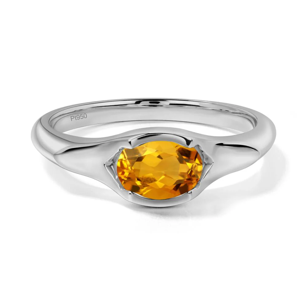 Citrine Bezel Set Oval Engagement Ring - Image 2