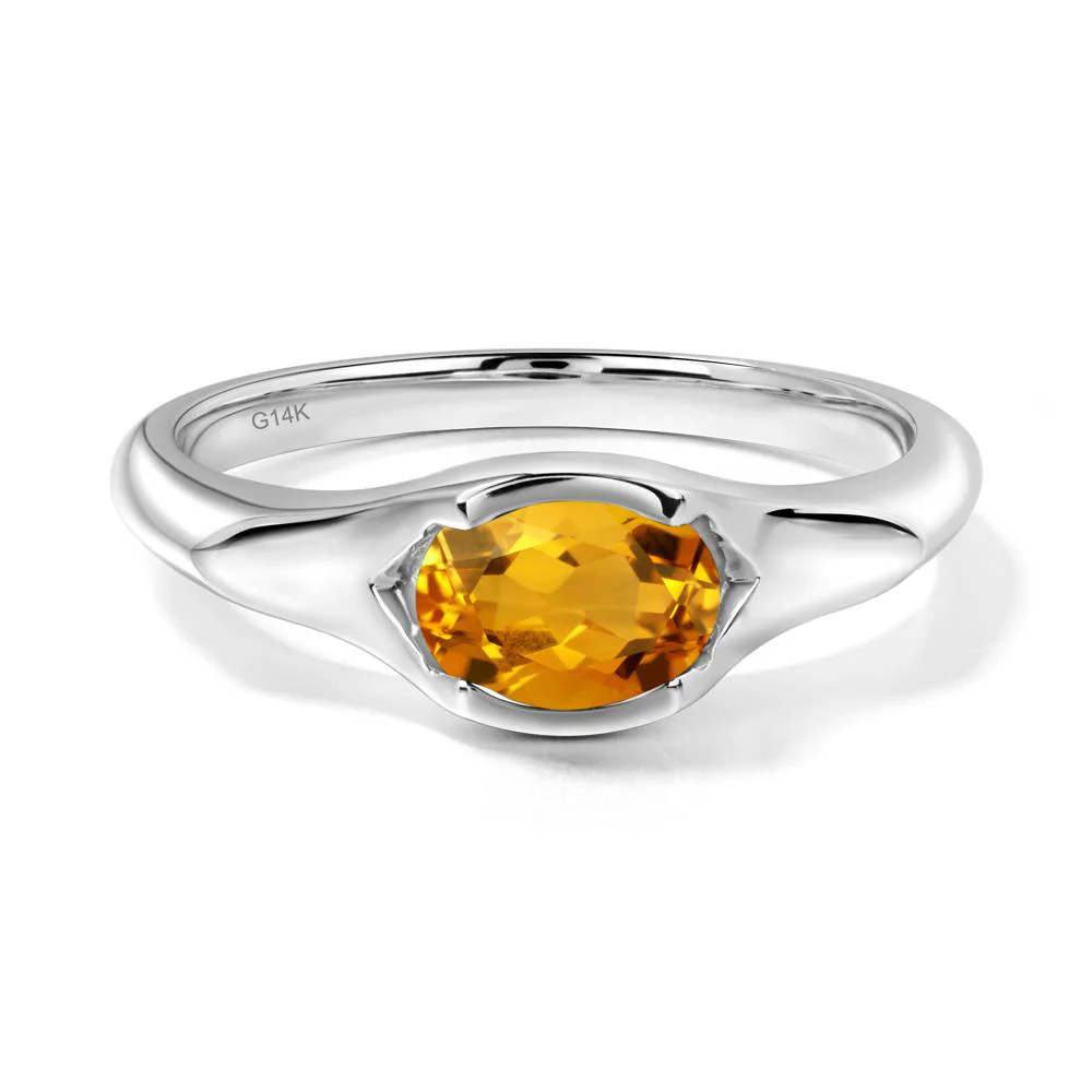 Citrine Bezel Set Oval Engagement Ring - Image 4