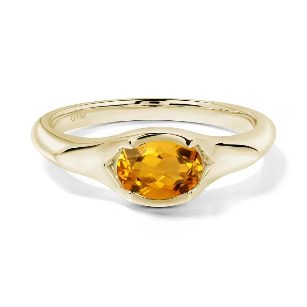 Citrine Bezel Set Oval Engagement Ring - Image 5
