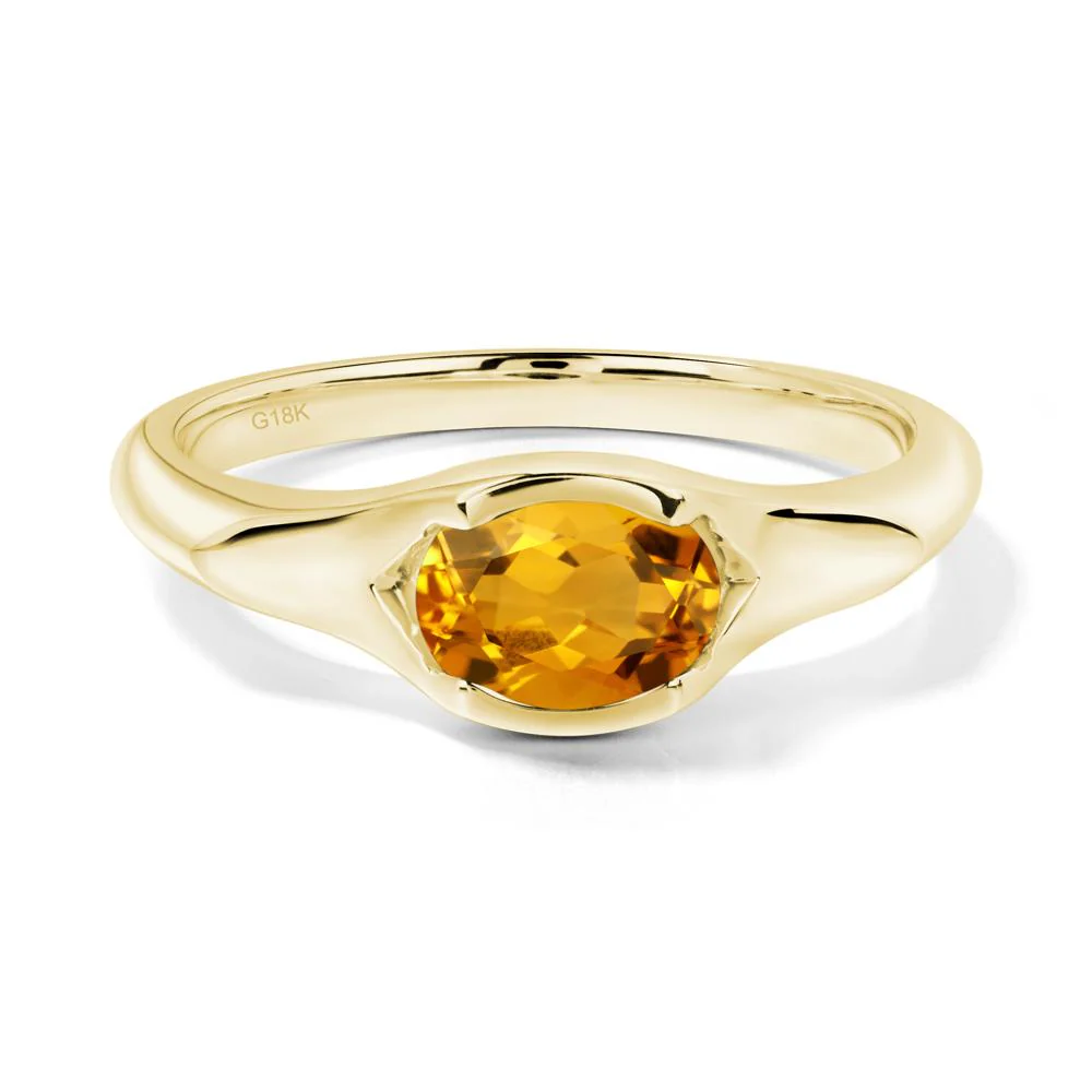 Citrine Bezel Set Oval Engagement Ring - Image 7