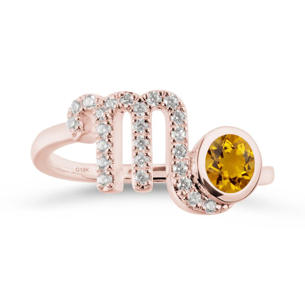 Citrine Bypass Scorpio Zodiac Ring-Resourceful & Brave - Image 5