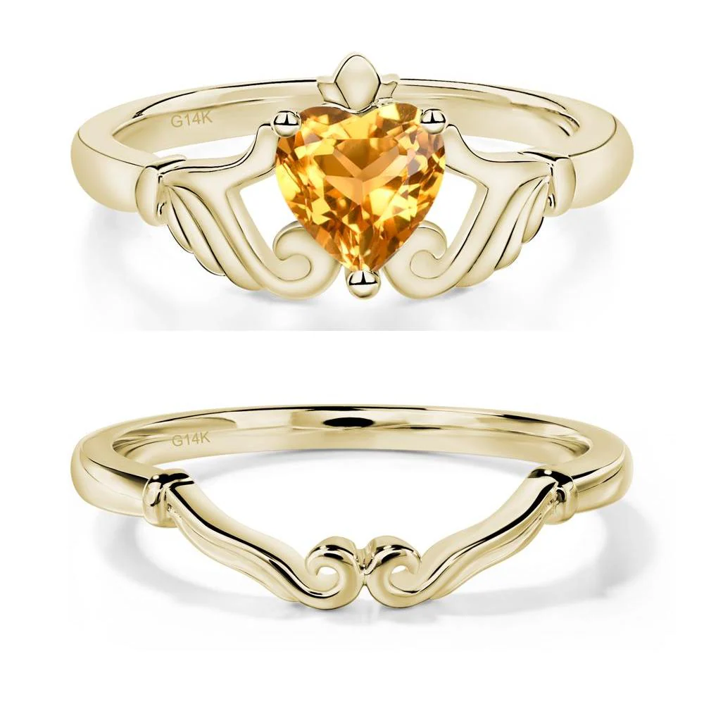 Heart Shaped Citrine Claddagh Ring - Image 15