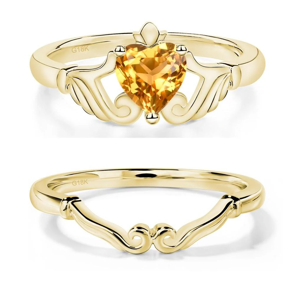 Heart Shaped Citrine Claddagh Ring - Image 21