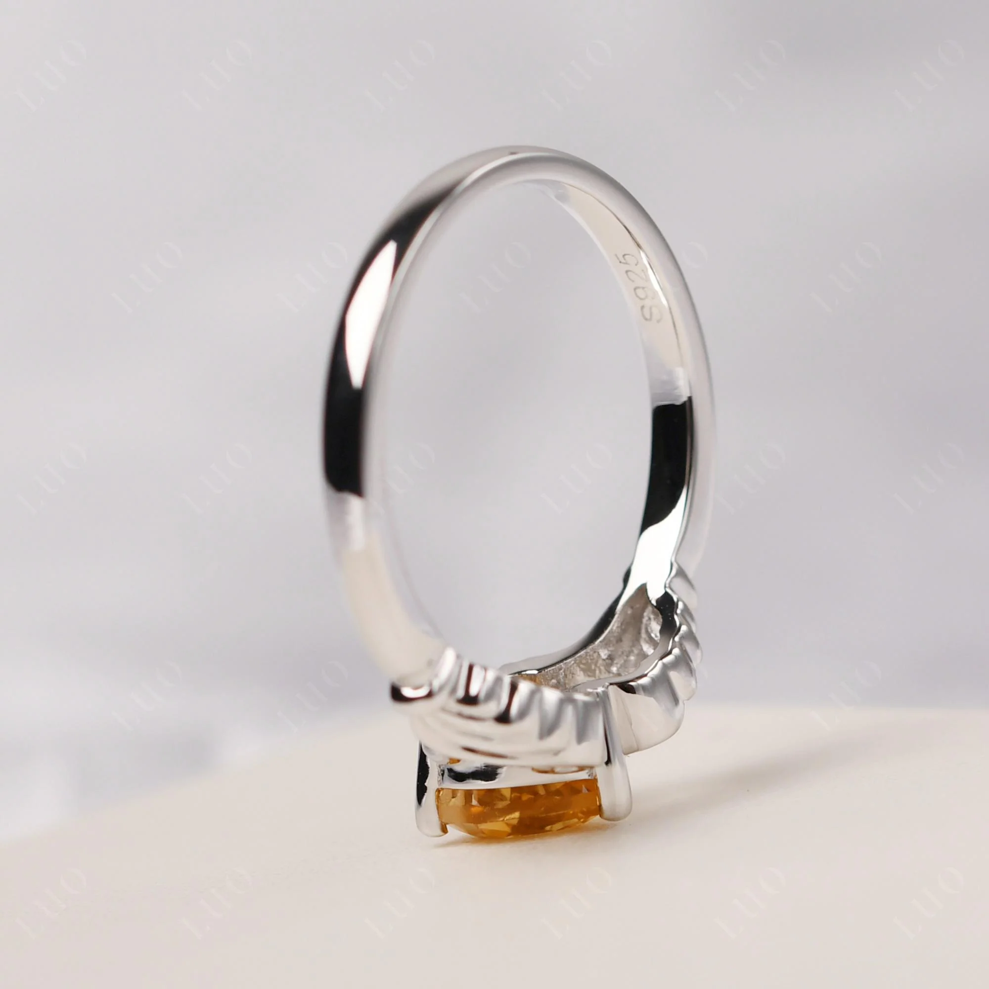 Heart Shaped Citrine Claddagh Ring - Image 32