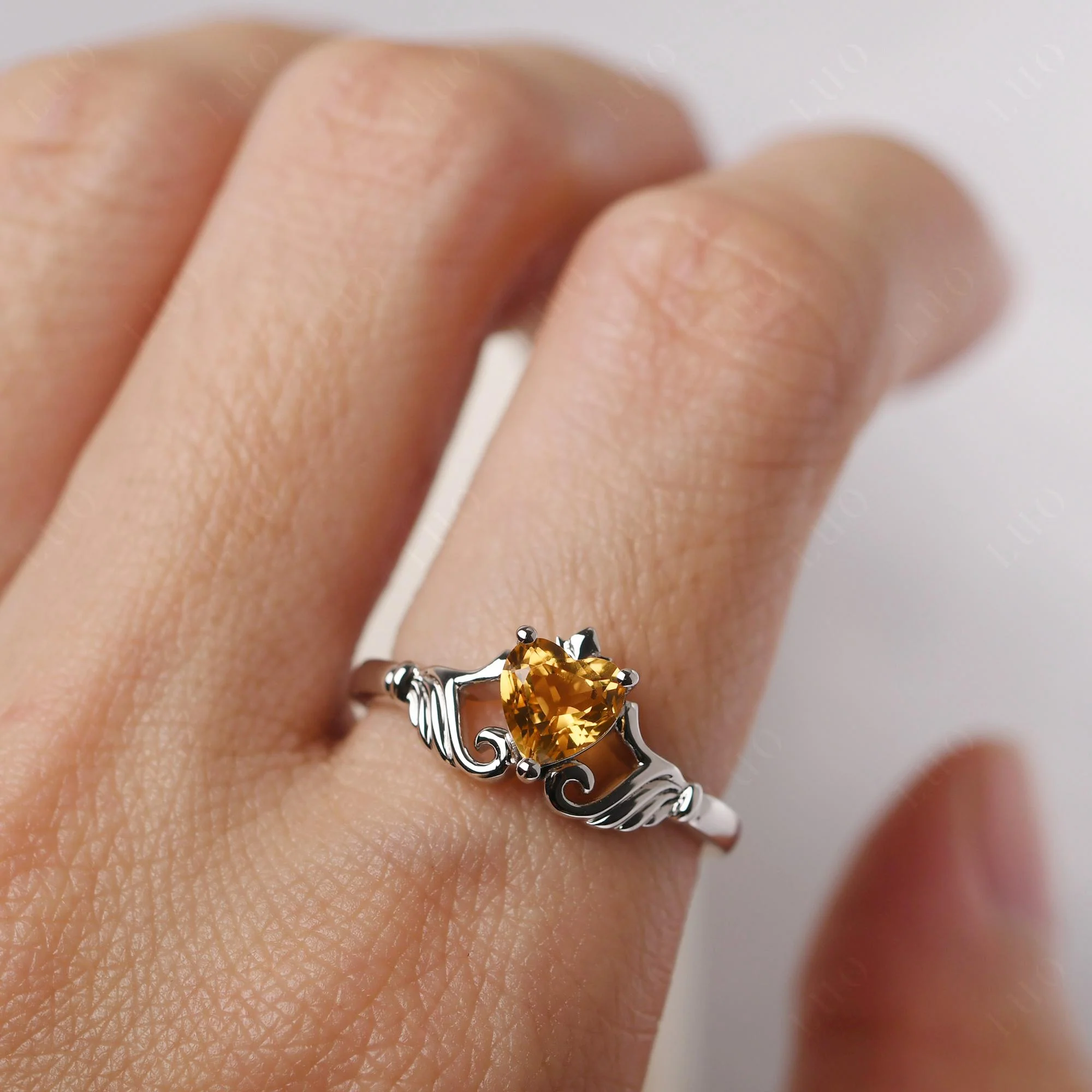 Heart Shaped Citrine Claddagh Ring - Image 33