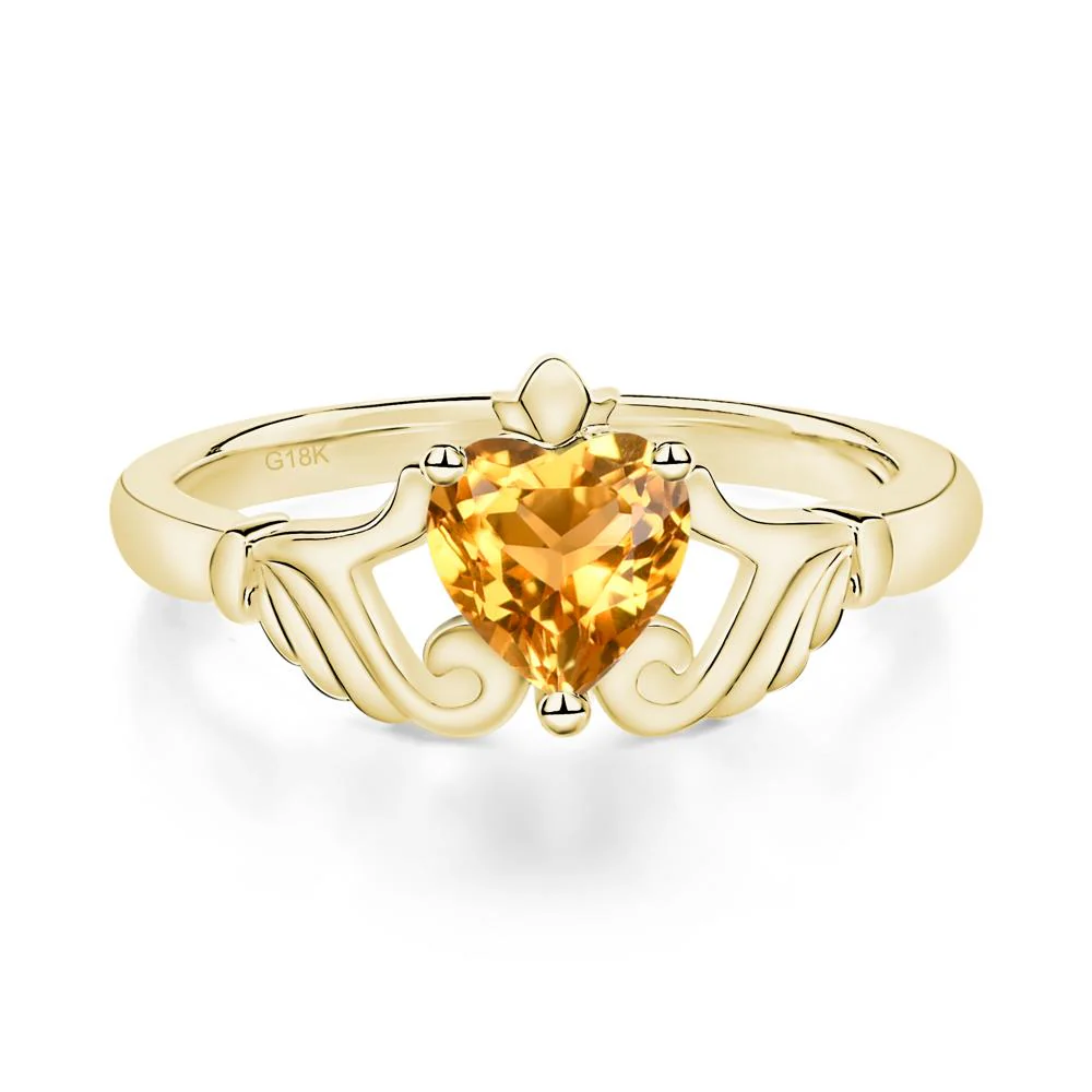 Heart Shaped Citrine Claddagh Ring - Image 7