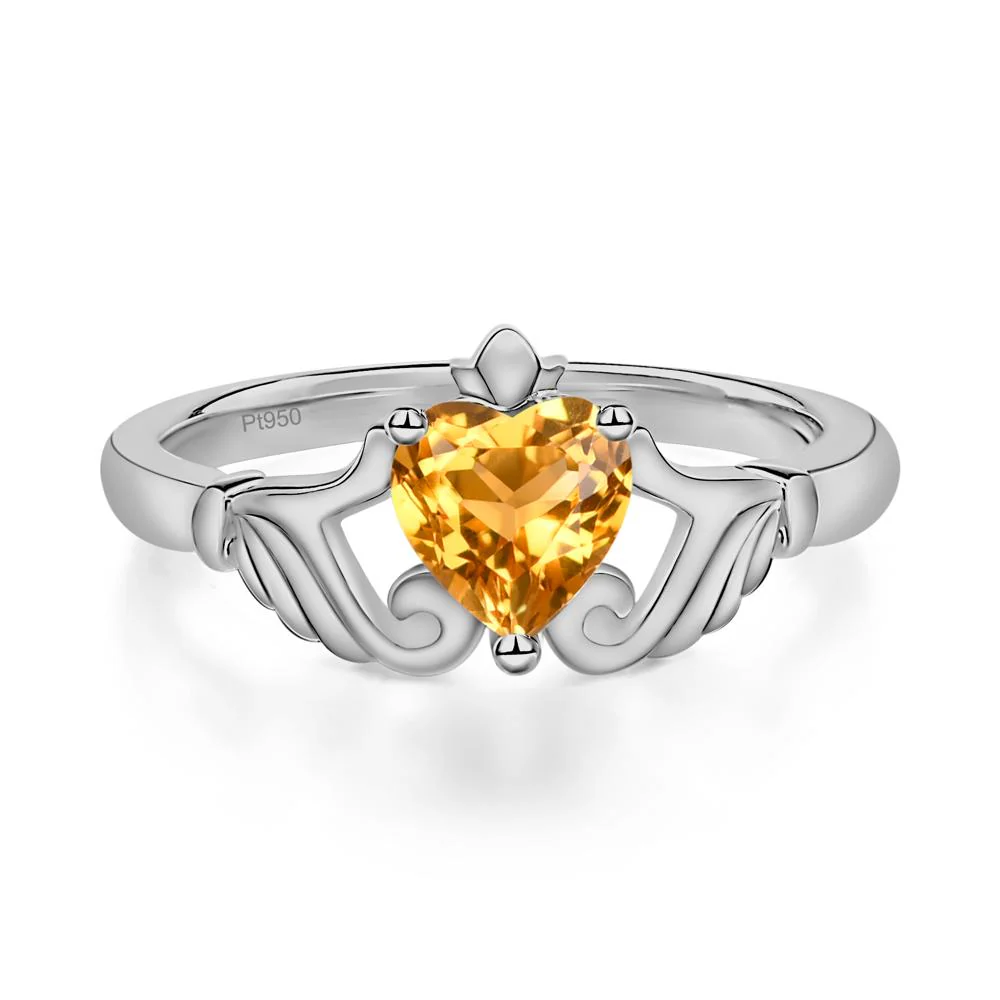 Heart Shaped Citrine Claddagh Ring - Image 9