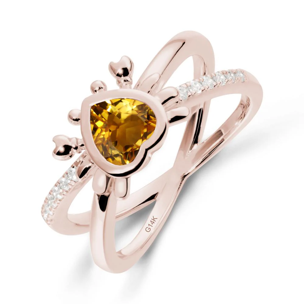Citrine Criss Cross Double Band Crab Ring - Image 2