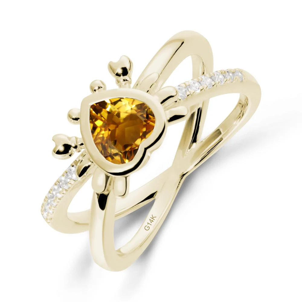 Citrine Criss Cross Double Band Crab Ring - Image 3