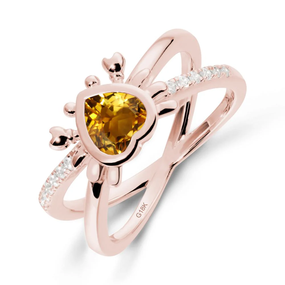 Citrine Criss Cross Double Band Crab Ring - Image 4