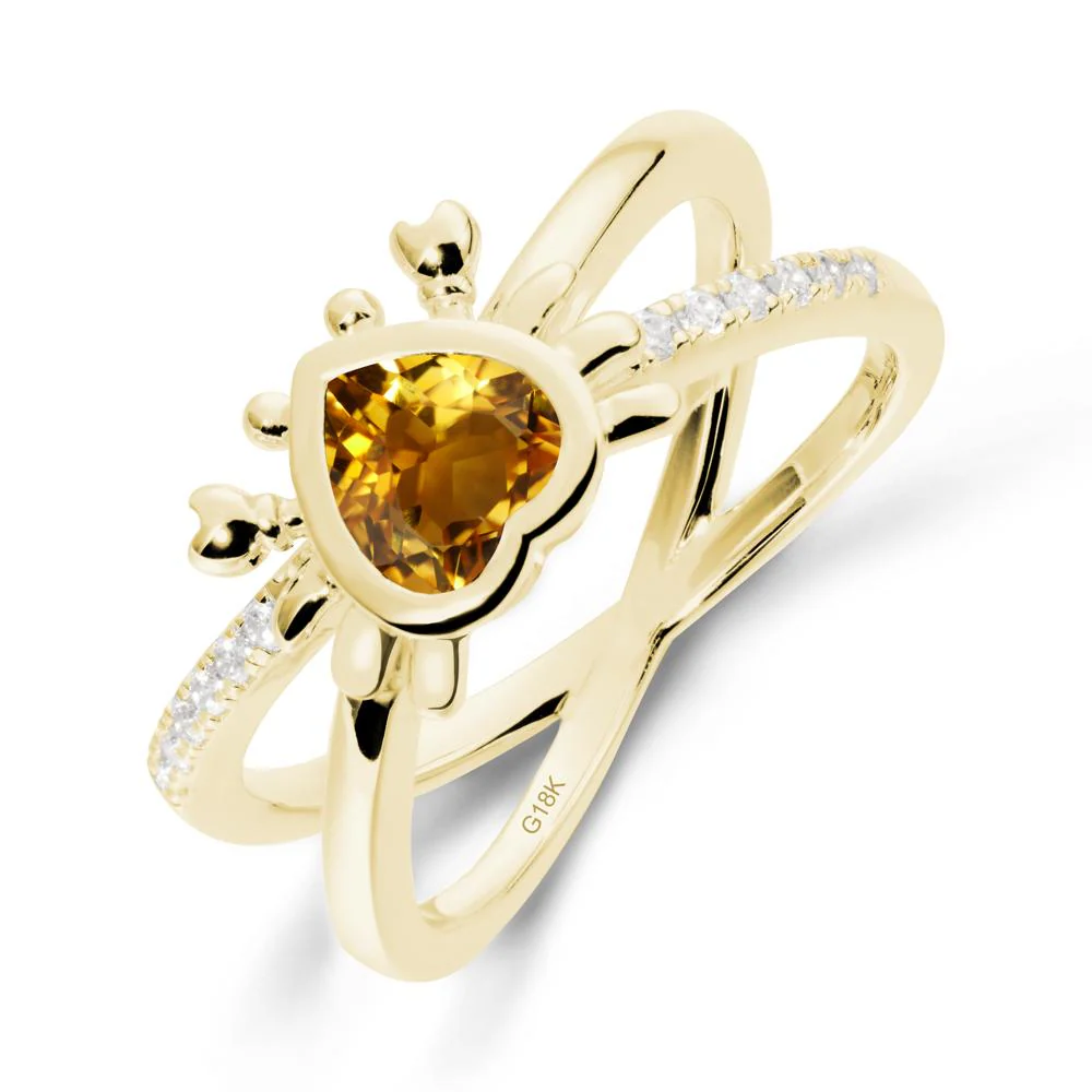Citrine Criss Cross Double Band Crab Ring - Image 6