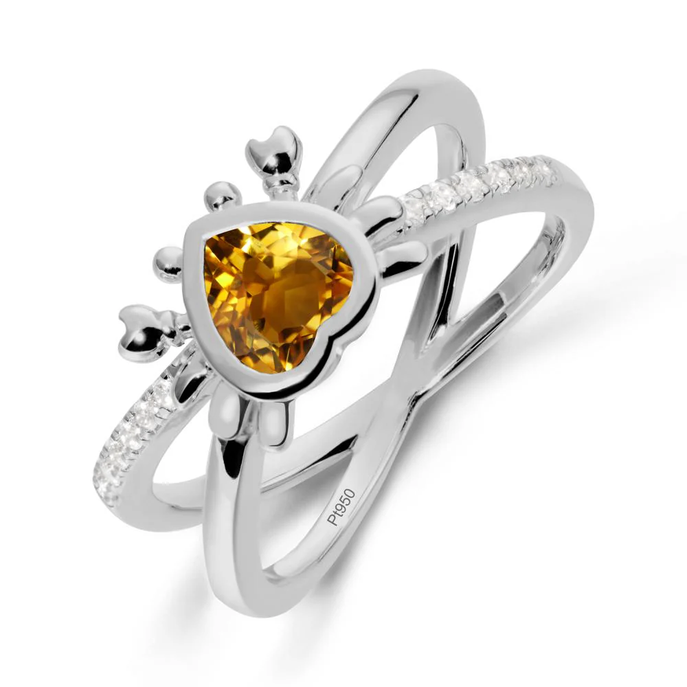 Citrine Criss Cross Double Band Crab Ring - Image 8