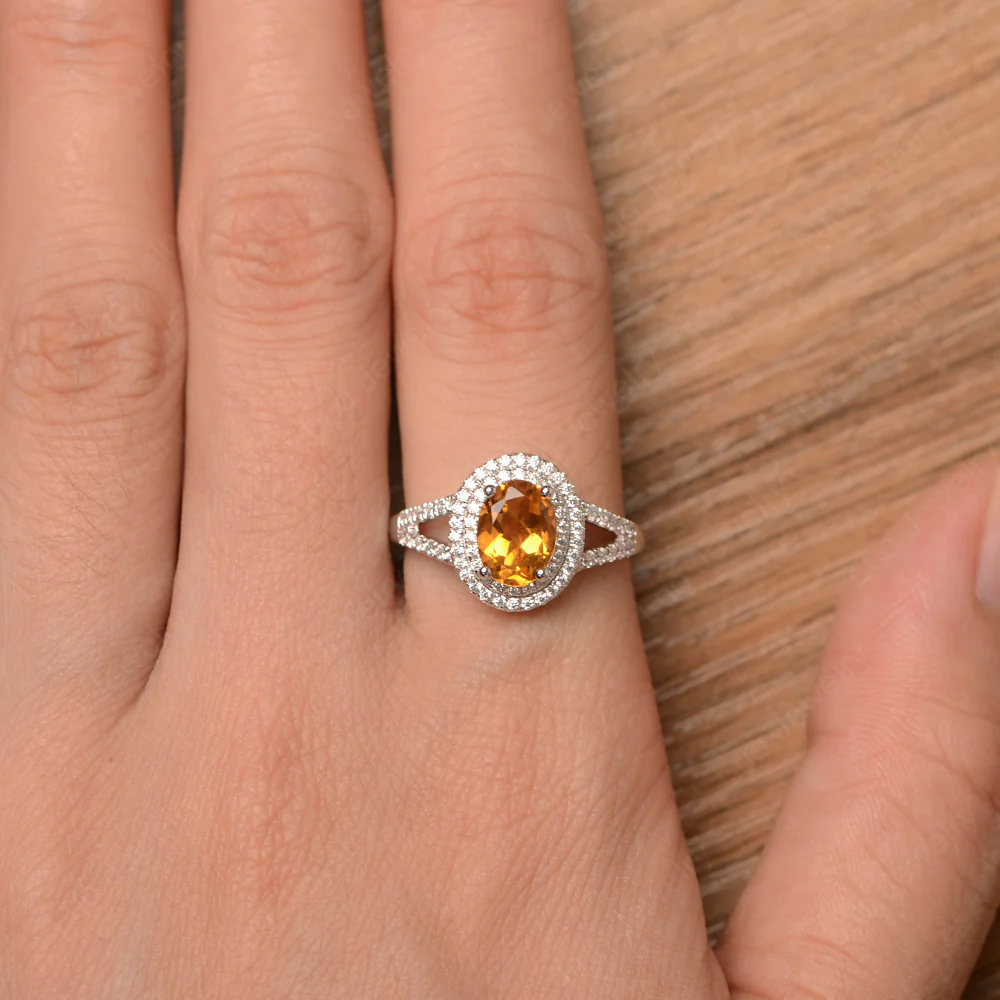 Citrine Double Halo Ring - Image 4