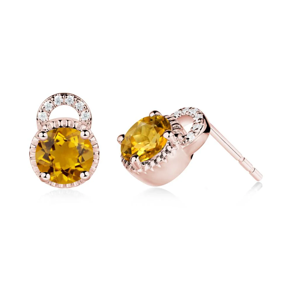 Citrine Earrings with Sculpted Halo - Image 4