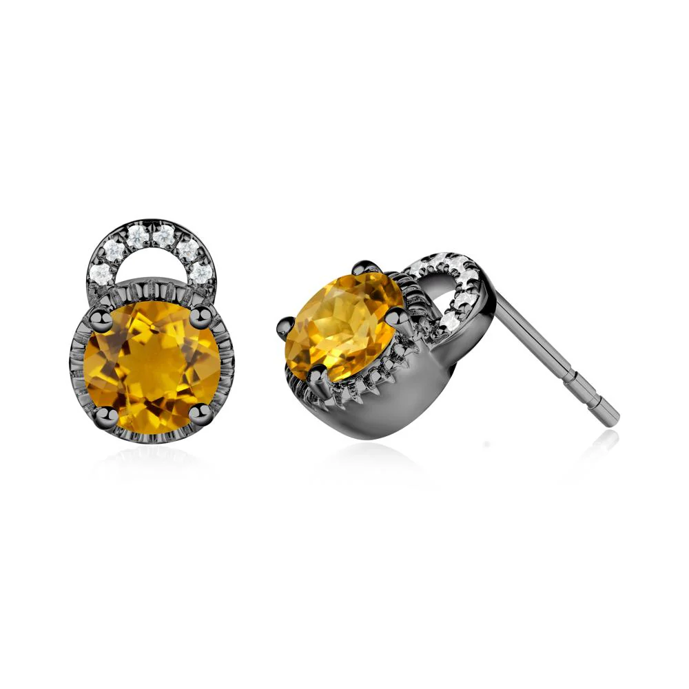 Citrine Earrings with Sculpted Halo - Image 5
