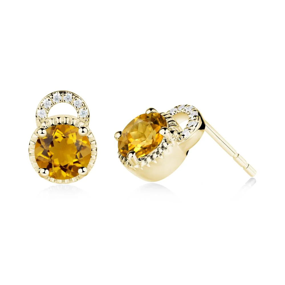 Citrine Earrings with Sculpted Halo - Image 7