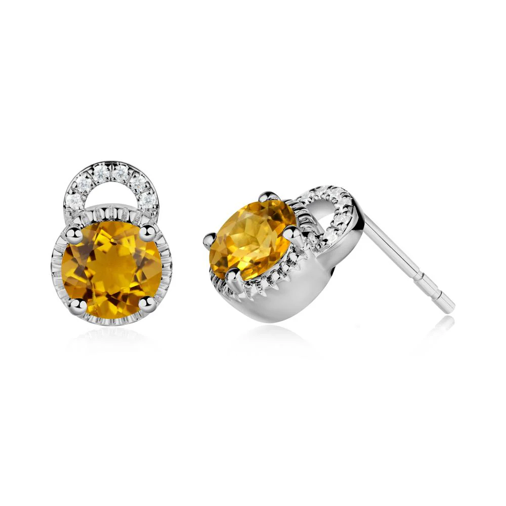 Citrine Earrings with Sculpted Halo - Image 9