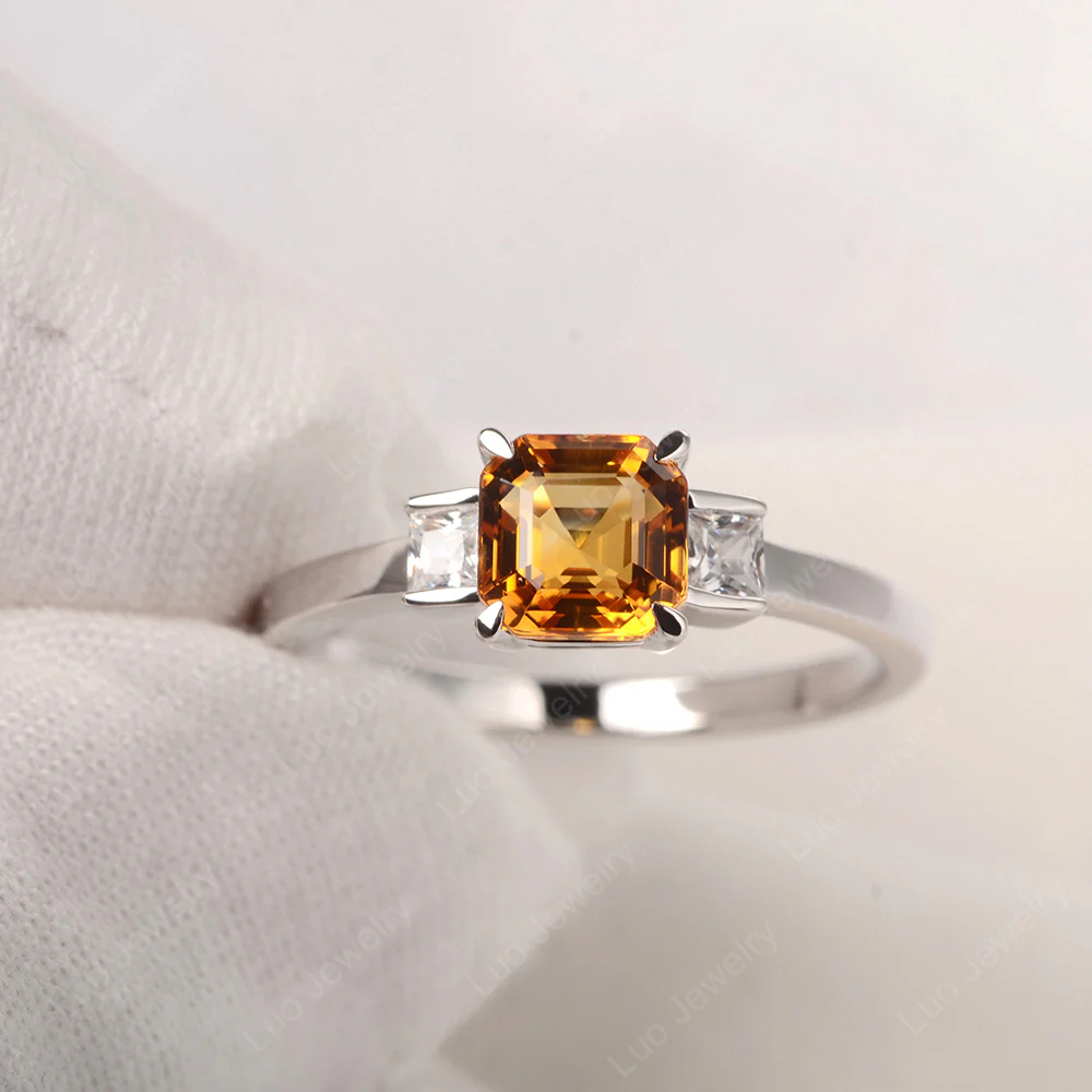 Unique Asscher Cut Citrine Ring