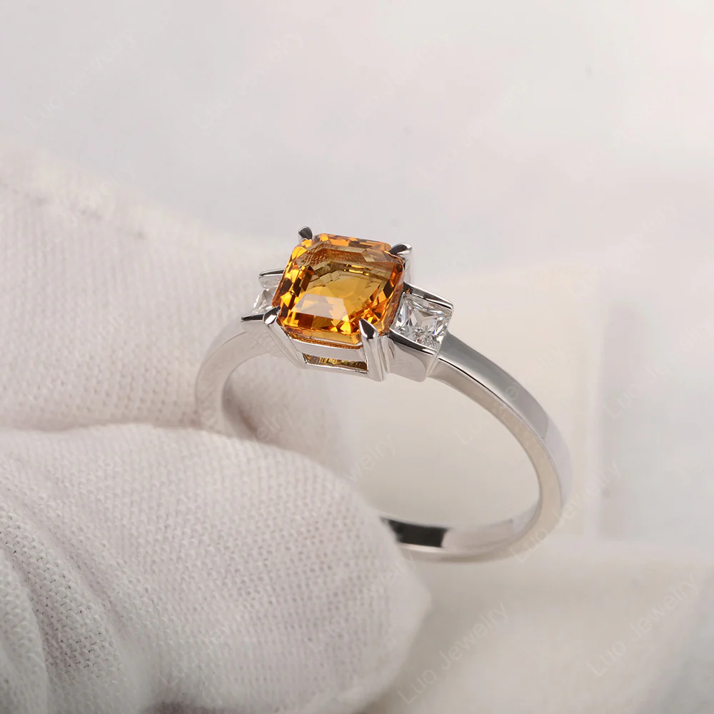 Unique Asscher Cut Citrine Ring - Image 2