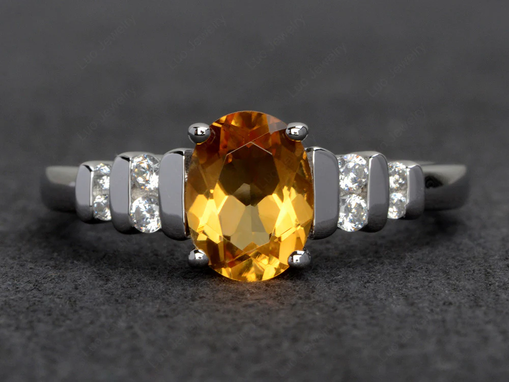 Oval Cut Simple Citrine Promise Ring
