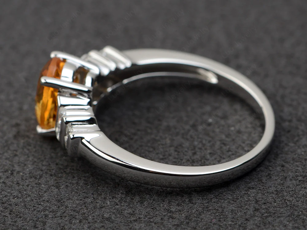 Oval Cut Simple Citrine Promise Ring - Image 2