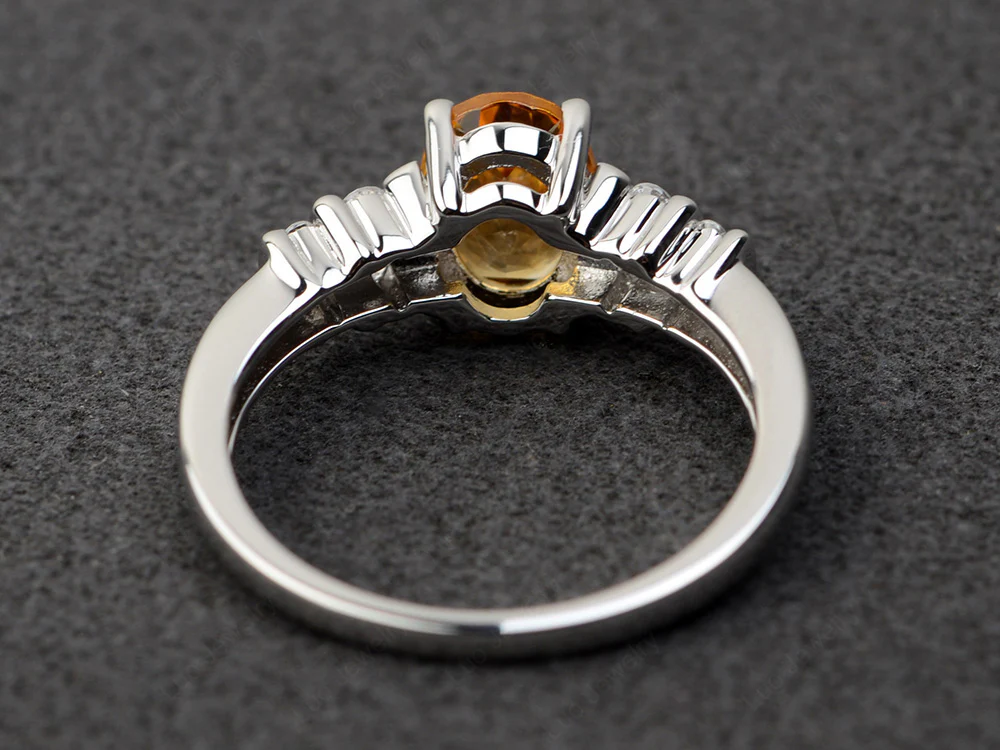 Oval Cut Simple Citrine Promise Ring - Image 3