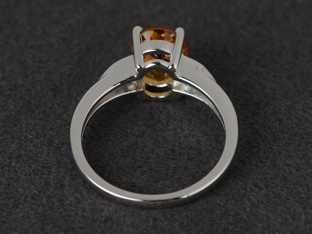Simple Oval Cut Citrine Engagement Ring - Image 3