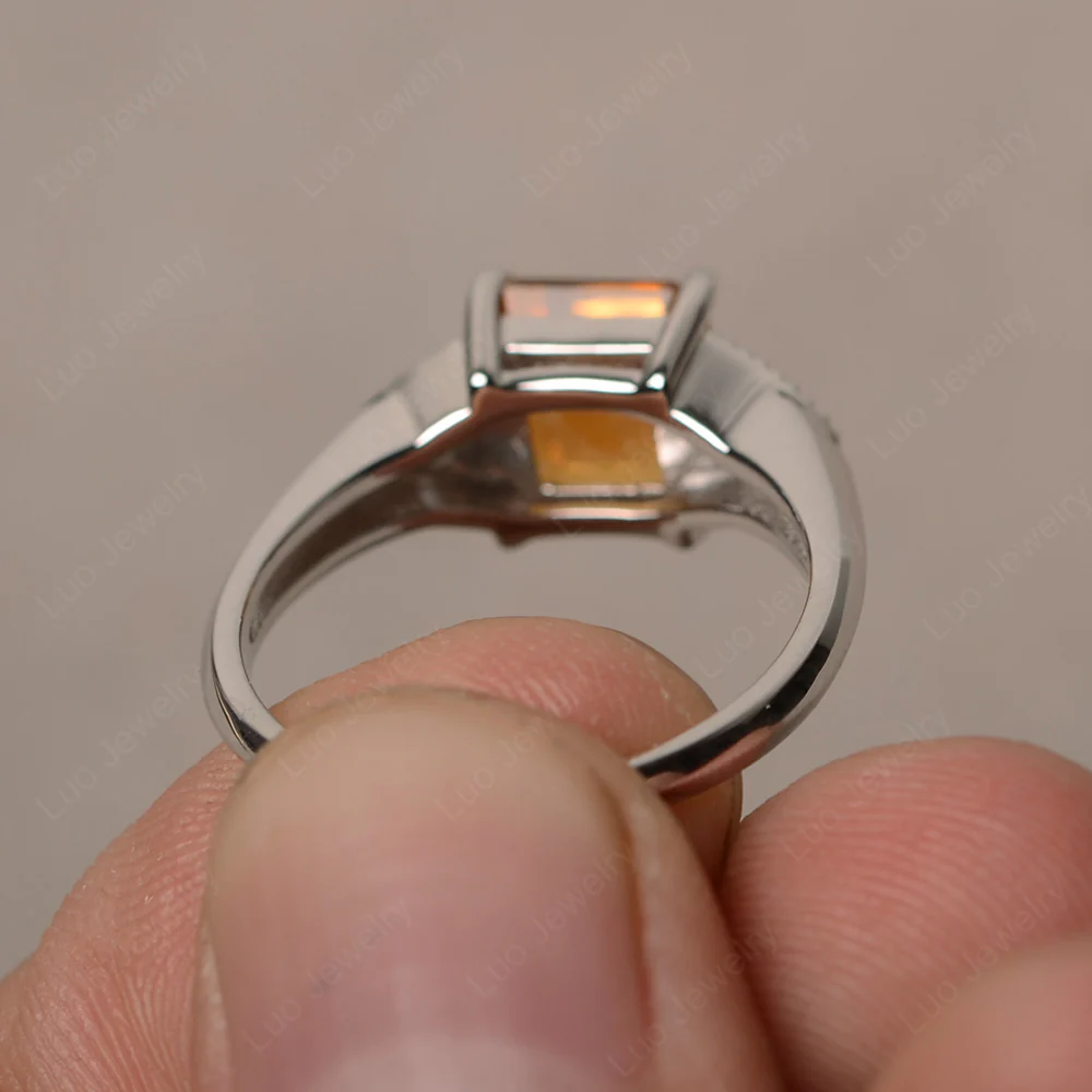 Citrine Engagement Ring Square Cut - Image 3