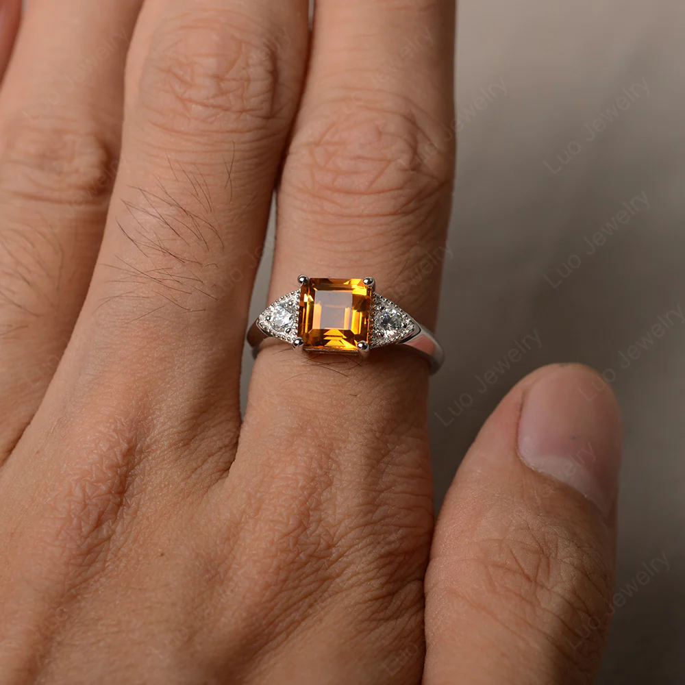 Citrine Engagement Ring Square Cut - Image 4