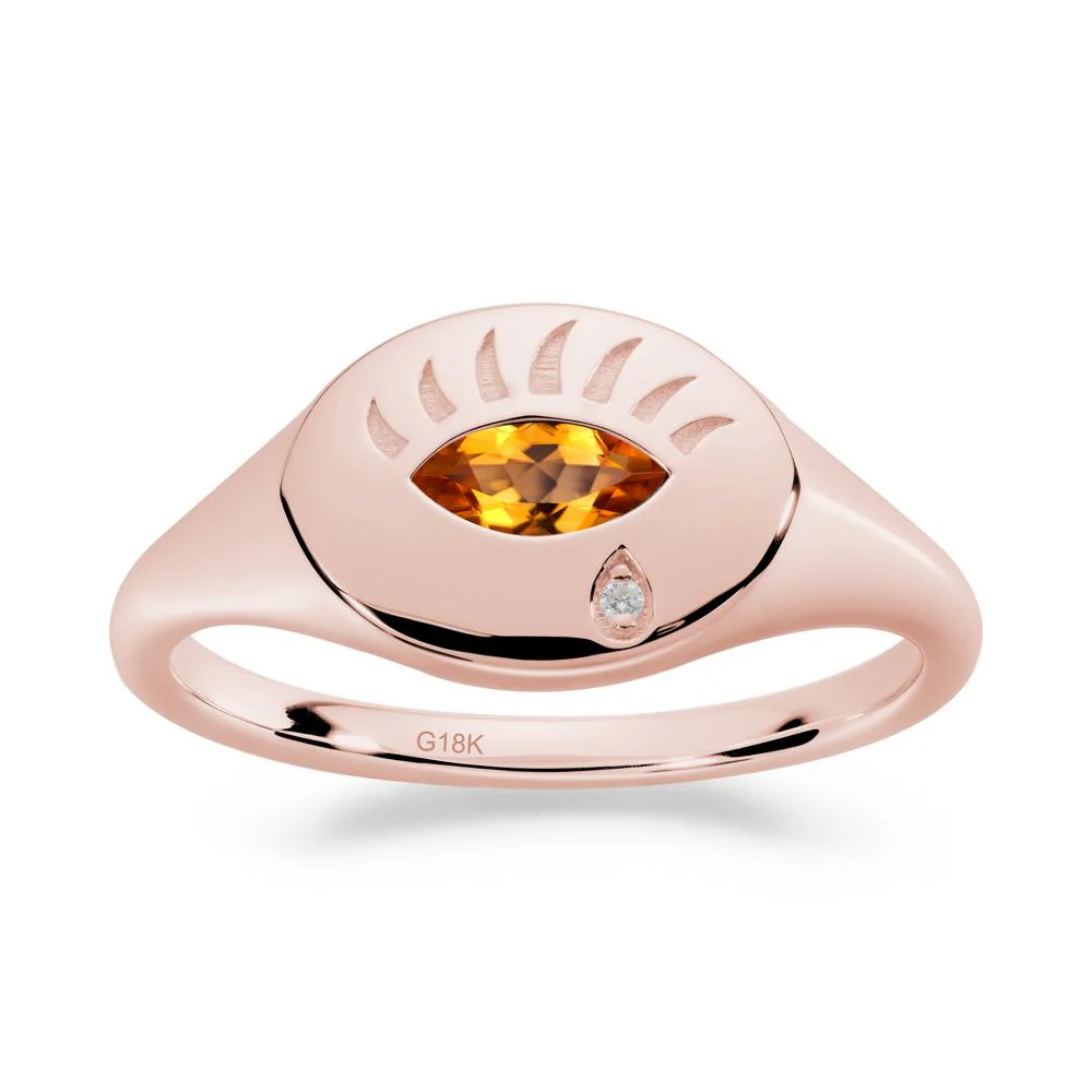 Citrine Evil Eye Signet Ring - Image 3