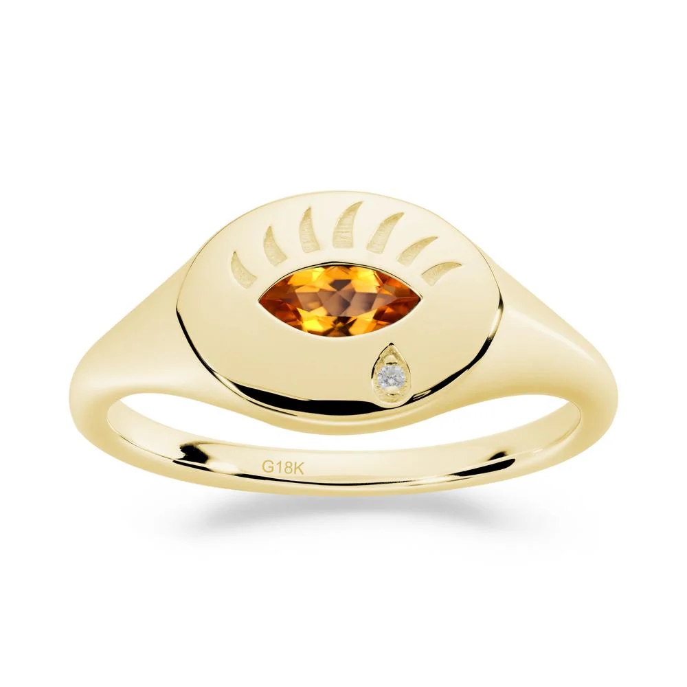 Citrine Evil Eye Signet Ring - Image 7