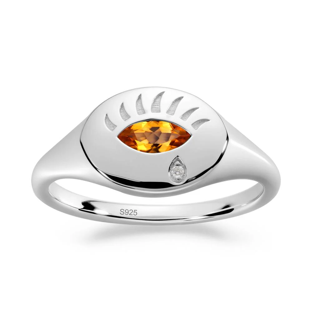 Citrine Evil Eye Signet Ring - Image 9